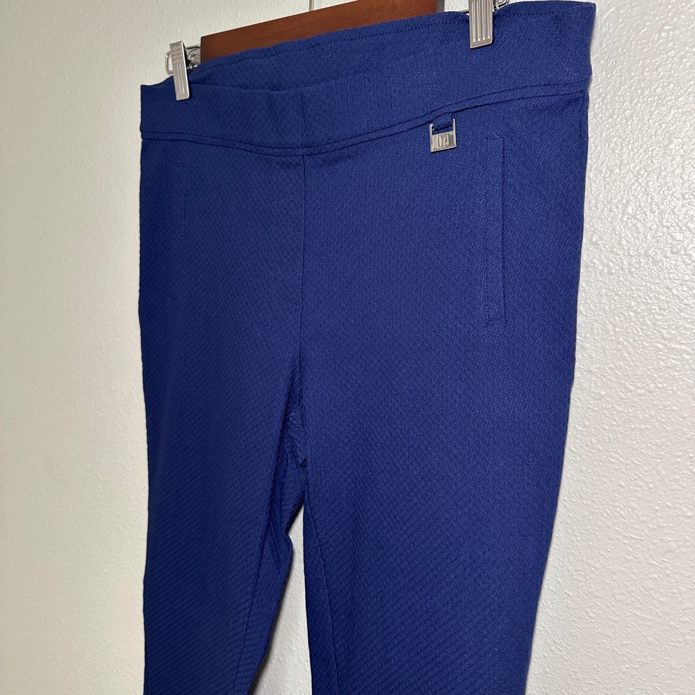 Rafaella Comfort Royal Blue Textured Diamond Knit Pull On Pants Size 14